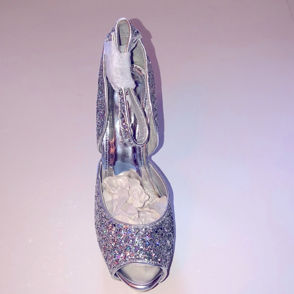 New Glam Sparkle Open Toed Heels Size 8.5 - Picture 2 of 5